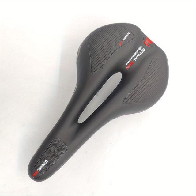 TEMU Bicycle Seat - Shockproof Cushioned With , Black Synthetic Synthetic For Mountain & Road Bikes, Comfortable Cycling Accessories For , Bicycle Seat, Shockabsorbing Surface