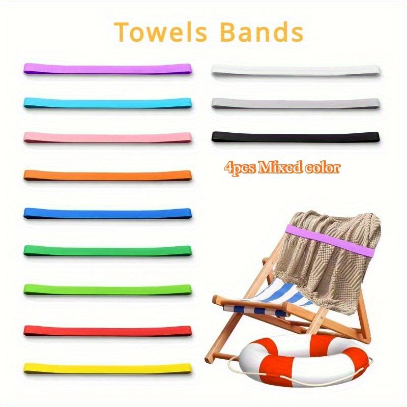 TEMU 4/ 5pcs High-elasticity Beach Chair Straps - Stretchy Bands For Securing Towels | Foldable, Durable & Easy-to-use Sand-resistant Ties
