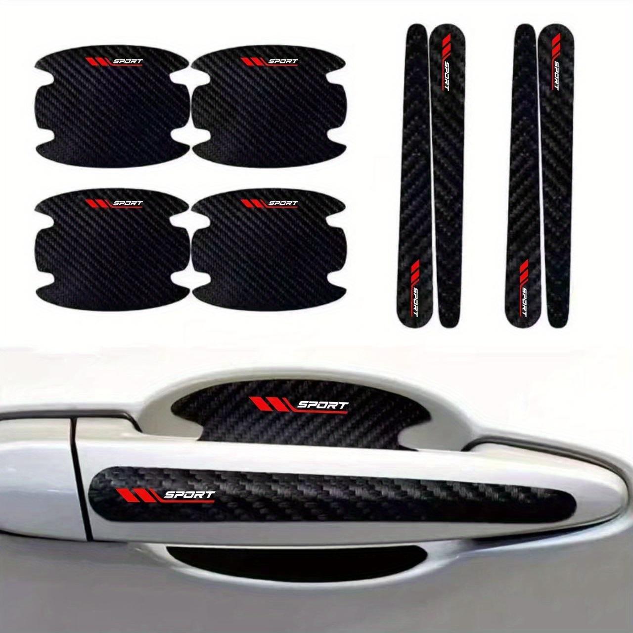 TEMU 8pcs Door Handle Stickers, Carbon Fiber Black Texture Anti-scratch Car Door Protection Stickers, Door Bowl Protective Film Car Additions Holiday Gifts