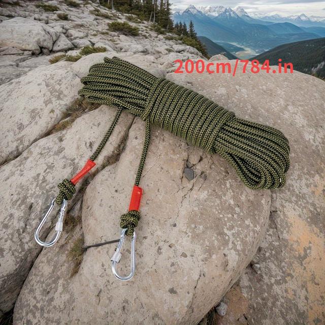 TEMU 1 pièce de corde paracorde 8 mm d'épaisseur avec 2 mousquetons métalliques, pour la pêche, le camping, les attaches pour animaux, les cordes à linge et les décorations . Corde résistante