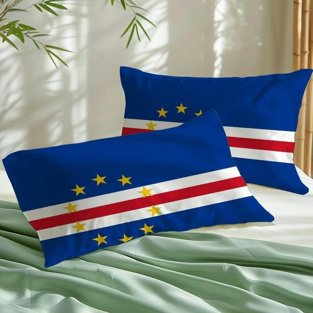 TEMU Set Of 2 Pillow Covers, An Present For , Featuring A Easy Nordic- With Blue, White, And Red Geometric Patterns, Perfect For Modern Bedroom Decor