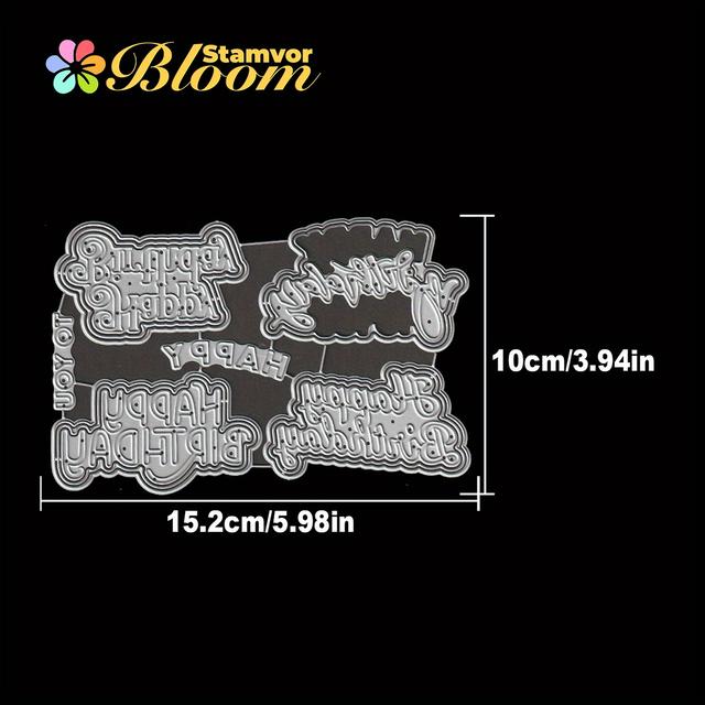 TEMU Original Lovely Layers Happy Birthday Titles Mold For Paper Cutting Dies, Embossing, Die For Card Making Decoration And Diy Scrapbooking Album