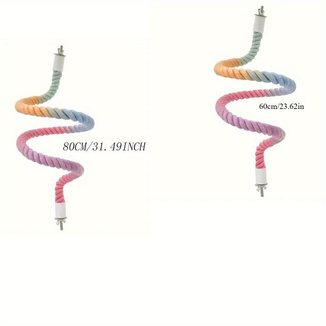 TEMU 2pcs Gradient Bird Rope Perch Stand Bird Cage Climbing Rope Toys Accessories Of Screw For Cockatiels Lovebird Parakeet Budgies Sugar Gliders Hemp Rope Swing(80cm & 60cm)