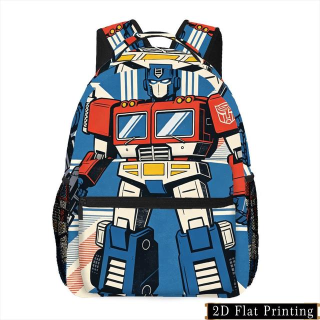 TEMU [women's Fashion Backpack]transformers Cartoon Pattern Backpack |, Multicolor, Zipper Closure, Utility Pocket, Adjustable Strap, Machine Washable, Casual Commute Use