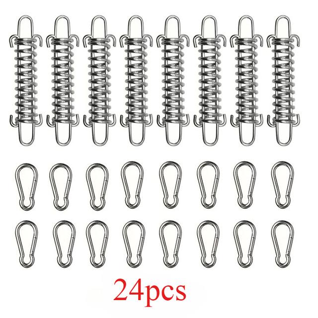 TEMU 24pcs Tent Spring Clips, Swing Spring Portable Camping Tent Fasteners, Suitable For Awnings, Dog Leash Tension Springs, Hiking And Camping
