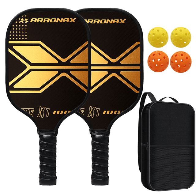 TEMU Pickleball Paddles 2 Rackets, 4 Pickleballs& Bag, Fiberglass Face, Ultra Perforated Cushion Grip, Gift For Women Men Id 60122-9285055