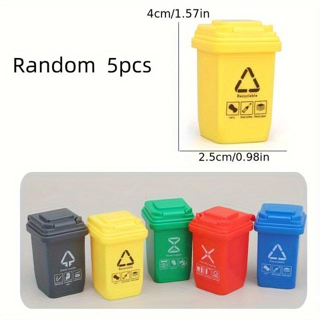 TEMU 10/5pcs Mini Waste Sorting Trash Bin Decorations, Simulated Garbage And Car Trash Can Party Supplies, High-quality Themed Table Decor, Plastic Material, Room Decor