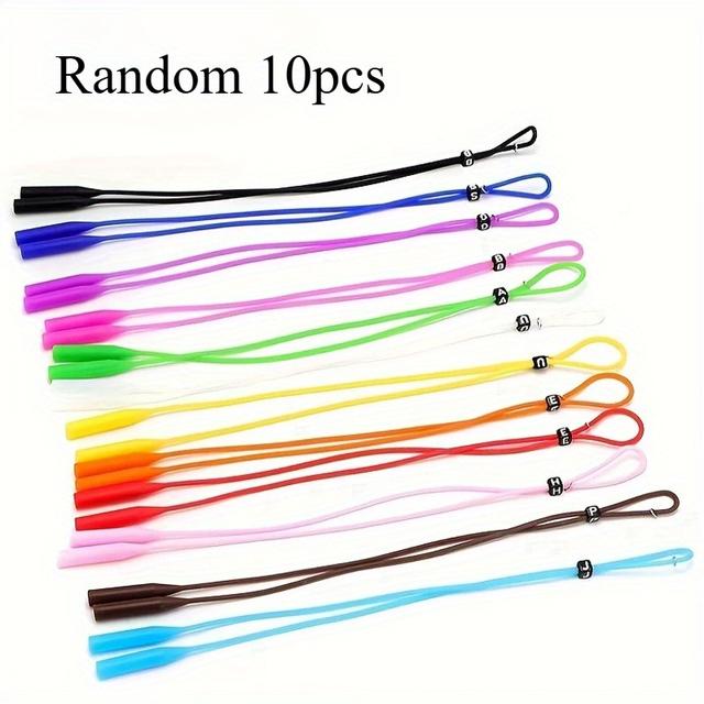 TEMU Set Of 10 Colorful Silicone Eyeglass Retainers For Sports, Suitable For Men And Women, Featuring Adjustable Elastic Straps
