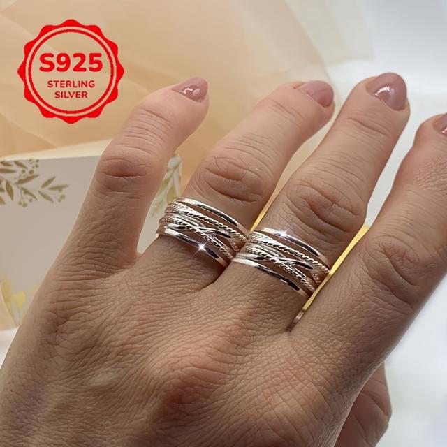 TEMU An Elegant Bohemian-style Thumb Ring Made Of 925 Silver, Featuring An Adjustable Braided Design, Use And As A Gift For Women's Fashion
