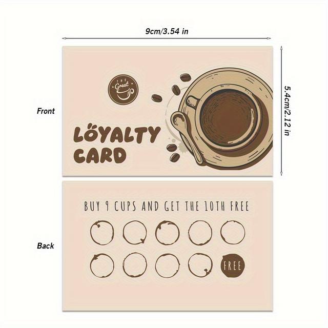 TEMU 200pcs Custom Double-sided 3.5 X 2 Inch Cafe Cards, Business | Coffee Shop Use With Cup Design Perforated Coupons
