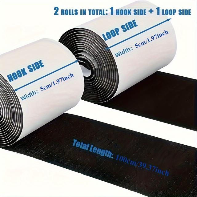 TEMU 2 Rolls Heavy-duty 5cm X 1m Hook And Loop Tape - Dual-sided, Non-slip Sofa Cushion Securement Strips, Ideal For Carpets And Walls, Sofa Cushion Support