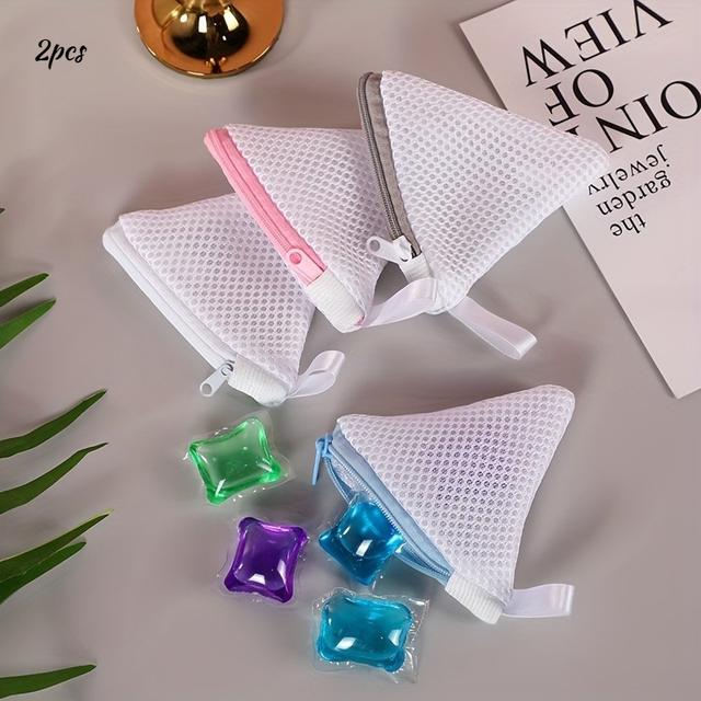 TEMU 랜덤 컬러 2개 다용도 세탁 비누 가방 - 재사용 가능한 지퍼형 메쉬 가방, 향기 비즈 호환, 세탁기 사용 가능, 섬세한 소품 및 작은 물건용 세탁 가방