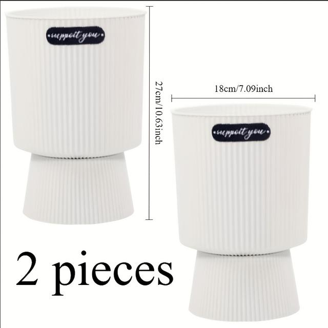 TEMU 2-pack Heavy-duty Resin Self-watering Planters With Removable Base - Large Indoor/outdoor Pots, Design For Stability, Black & White , Easy Assembly - Ideal For Trees, Orchids, Housewarming Gifts