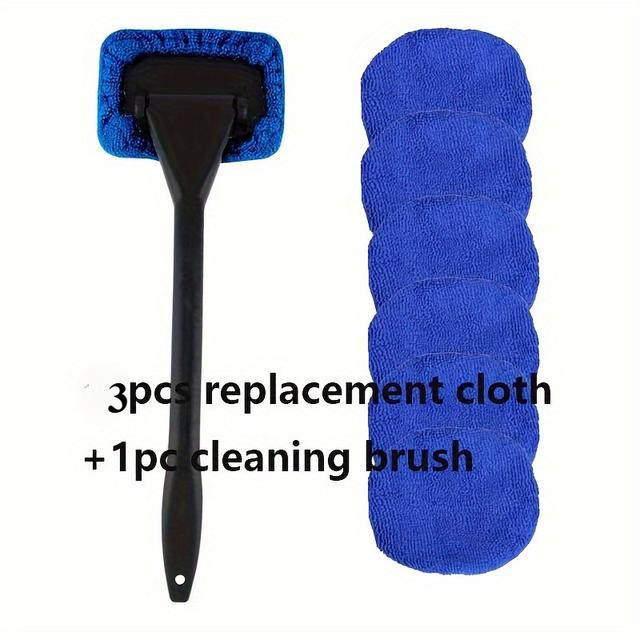 TEMU 1 Car Windshield Cleaning Brush With 3 Reusable Pads - Suitable For Interior, Exterior, Household Glass, And -purpose Car Glass Cleaning For Dirty Vehicles