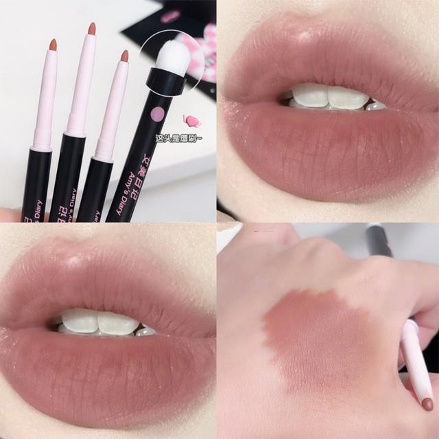TEMU 2-in-1 Double-headed Lip Liner With Lip Brush, Waterproof And Long-lasting Lip Plumping, Nude Lip Brush And Lip Pencil Line Lipstick Pen