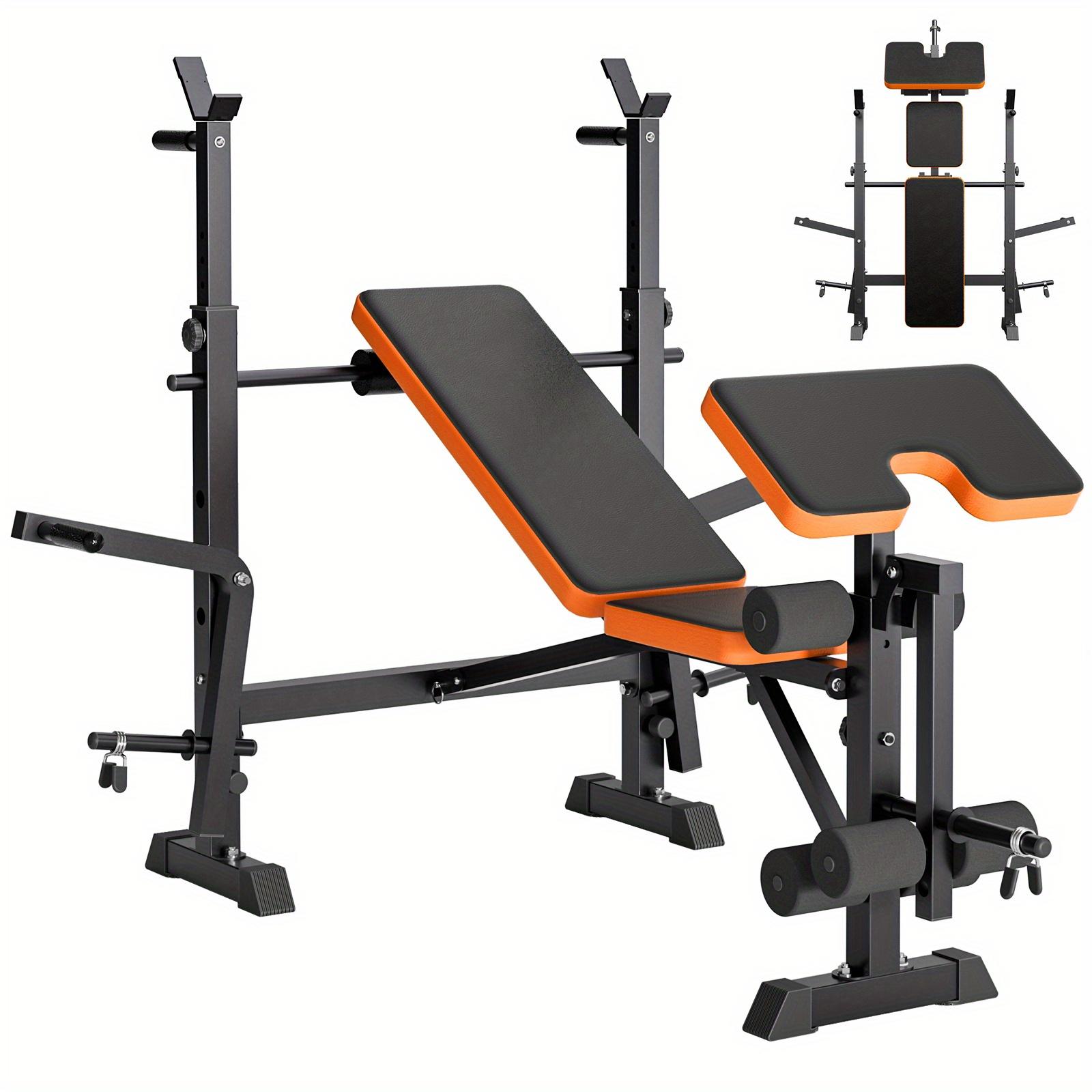TEMU Ensemble de Banc d'Haltères 6 en 1 avec Support pour Squelette, Banc d'Entraînement Réglable avec Développeur de Jambes et Précheur Curl, Entraînement de Force pour
