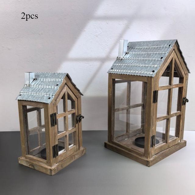 TEMU 2-teiliges Amerikanisches Dekoratives Kerzenhalter-Set im -Stil für Zuhause, Außen-Gartenlaterne (Lampe nicht enthalten)