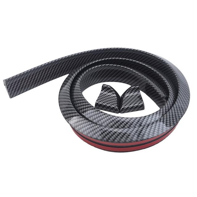 TEMU 1pc Universal Carbon Fiber Car Rear Spoiler, 1.5m Diy Tail Wing Kit, Polished Finish, Durable Synthetic Rubber Material, Automotive Exterior Accessory