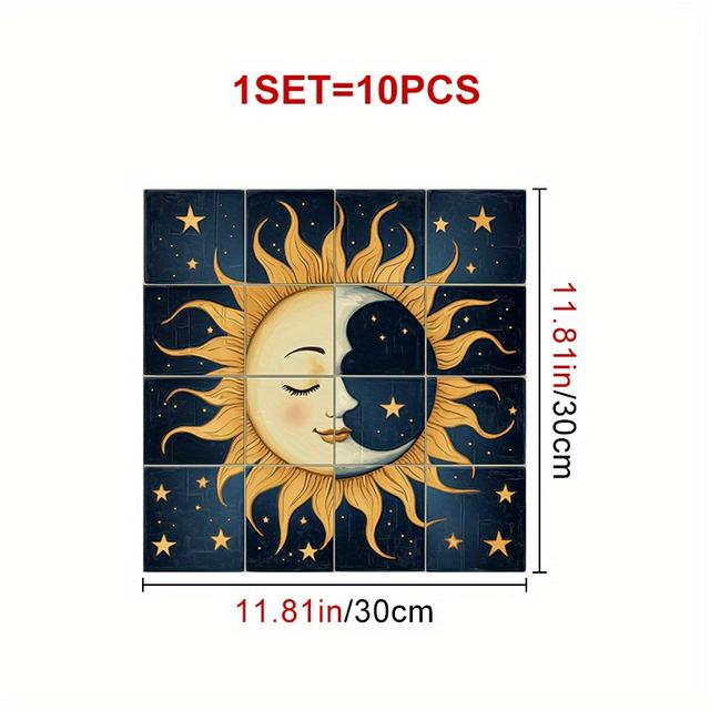 TEMU 10 Stk., 2D/Flache Kunst Muster PVC Bodenaufkleber, Selbstklebend Abnehmbar, Geeignet für Wohnzimmer Schlafzimmer Küche Badezimmer Dekor, 11.81x11.81 Zoll