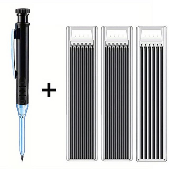 TEMU 4pcs/set 2.8mm Woodworking Mechanical Pencils, Movable Pencils, Metal Pen Holders Equipped With A Pencil Sharpener Suitable For Woodworking And Porcelain Drawing Design (1 Pen+3 Boxes Of )