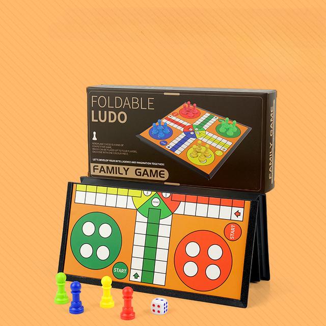 TEMU Ludo Board Game Suitable For 2- With Numbered Pieces & Dice - Foldable Portable Strategy Game Board With Classic Ludo Pieces For Family , Travel, Parties - Compact Tabletop For &, No