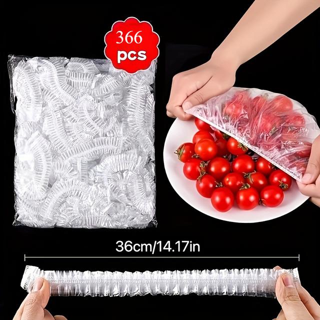 TEMU 366pcs Disposable Food Wrap Covers, Household Food-grade Pe Bowl Covers, Elastic Bowl Covers For Leftovers