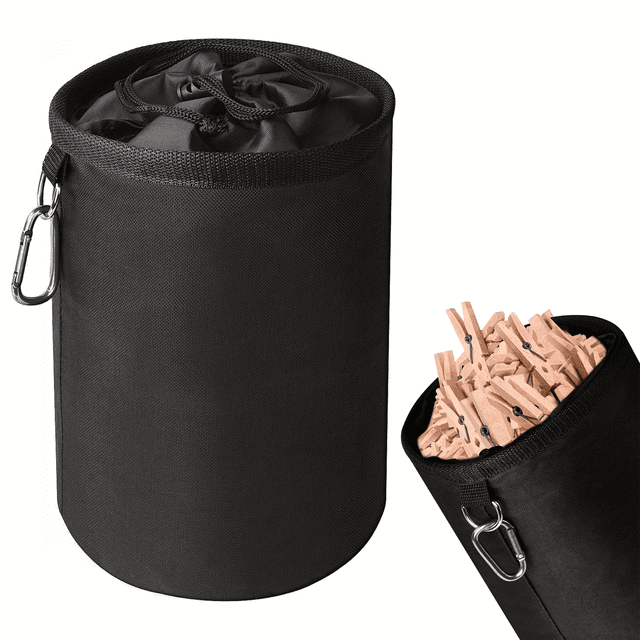 TEMU Bolsa Grande de Almacenamiento para Pinzas de Ropa de Tela Oxford con Cordón y Mosquetones, Ideal para Uso Interior y Exterior, Organizador de Ropa, Bolsas de Lavandería