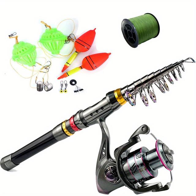 TEMU Ghotda Ultra-hard Fishing Rod Combo Set Yo2000~5000 Spinning Reel With 100m Fishing Line, Accessories Bait Hooks, Lake Fishing Rod + Reel + Line