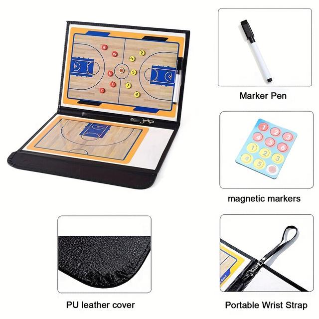 TEMU Pizarra Táctica Magnética para Entrenadores de Baloncesto con Clip, Juego de Pizarra Plegable y Portátil con Marcador