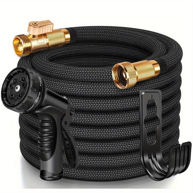 TEMU Lovfen Garden Hose 25ft/50ft/75ft/100ft/150ft, Non-telescopic Lightweight Soft Hose With 10 Nozzles, Suitable For Yard, Lawn, Car Washing, And Outdoor Use