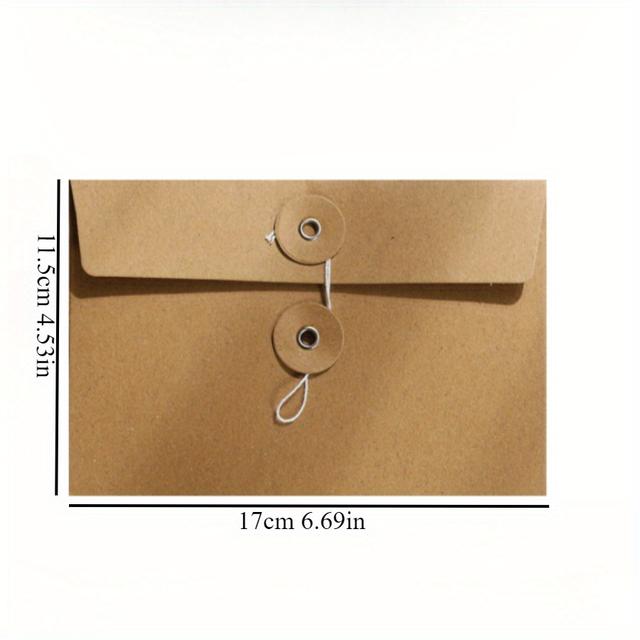 TEMU 20개 레트로 크래프트 종이 봉투 A5 사이즈 자체 밀봉 버튼 및 화이트 로프 클로저, 사무용품 학교 용품을 위한 내구성 있는 고품질 파일 보관, 선물 포장, 빈티지 문구류|편지지