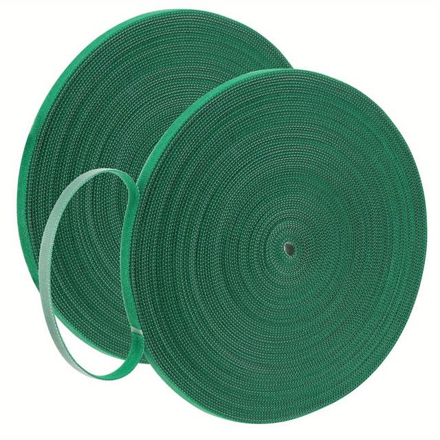 TEMU 2pcs Green Garden Plants Tie, Tape Plant Ties Self Adhesive Tape Hook Loop Garden Strips Adjustable Tree Ties Plant Stake Cane Supports Wrap Tape For Gardening (10m)