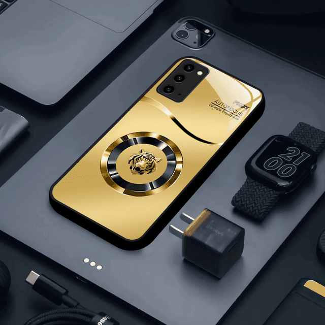 TEMU 삼성 시리즈, 갤럭시 노트 20, 노트 10, 노트 10 5G, 노트 10+, 노트 10+ 5G, 노트 20 5G, 노트 20 울트라, 노트 20 울트라 5G, S7, S9, S9+, S10 5G, S10+, 및 S21 울트라 5G와 호환되는 골든 링 타이거 패턴 폰 케이스입니다.