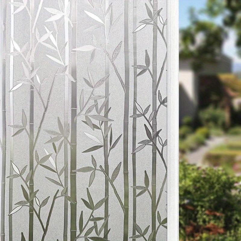 TEMU Película de privacidad para ventanas, película esmerilada de bambú ideal para baño, sala y oficina con adsorción electrostática, para decoración del hogar