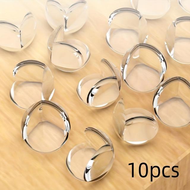 TEMU 10pcs Transparent Silicone Corner Protectors - Strong Adhesive Anti-collision Edge Guards, Durable Furniture Protectors For Home And Office Use | | Flexible Protection For Furniture Corners