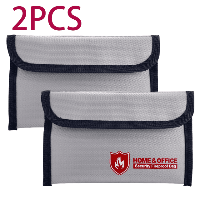 TEMU 2pcs, Fireproof Pouch- 4200°f, 8.07 Inches* 4.8 Inches, Insulated, Cash Fireproof Money Pouch With Zipper And Reflective Strip, Certificate Pouch, Black Fireproof Pouch