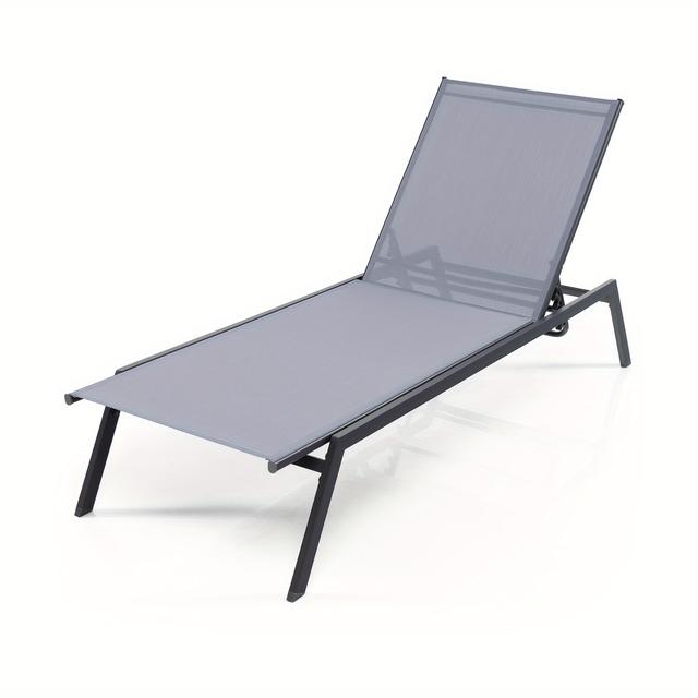 TEMU Outdoor Adjustable Chaise Lounge Chair, Patio 6-position Recliner With Lay Flat Position And Quick-drying Fabric, Outdoor Chaise Lounge For Poolside, Backyard
