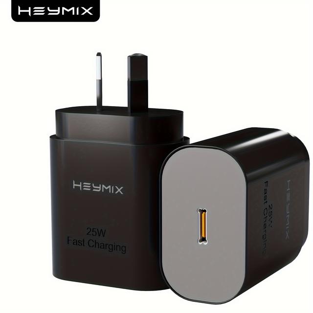 TEMU 25w Usb C Wall Charger, Super Fast Charger With 1m Type C Cable, Usb C Wall Plug For Galaxy Ultra S24/ S23/ S22/ S21, A54, Note 20 Black