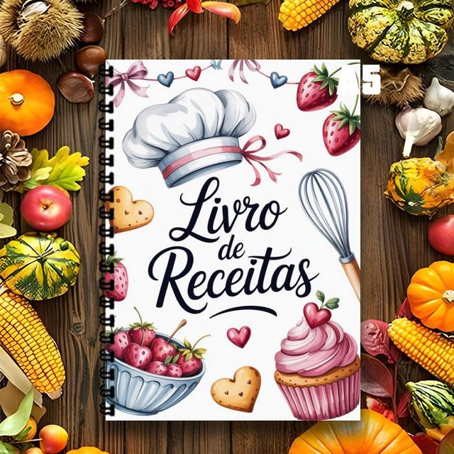 TEMU 1pc A5 Portuguese Recipe Spiral Notebook - Portuguese Language Cooking Journal With , Spiral Binding & A5 Size For , Meal Planner & Log - Recipe Book For Chefs (portuguese Text)