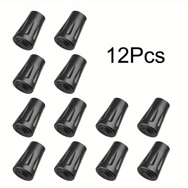 TEMU 12pcs Classy Non-slip Rubber Tips For Hiking Sticks And Hiking Sticks- Durable, Lightweight Replacement Caps With Metal Washers, Black, Hexagonal Design For Grip And Abrasion Resistant