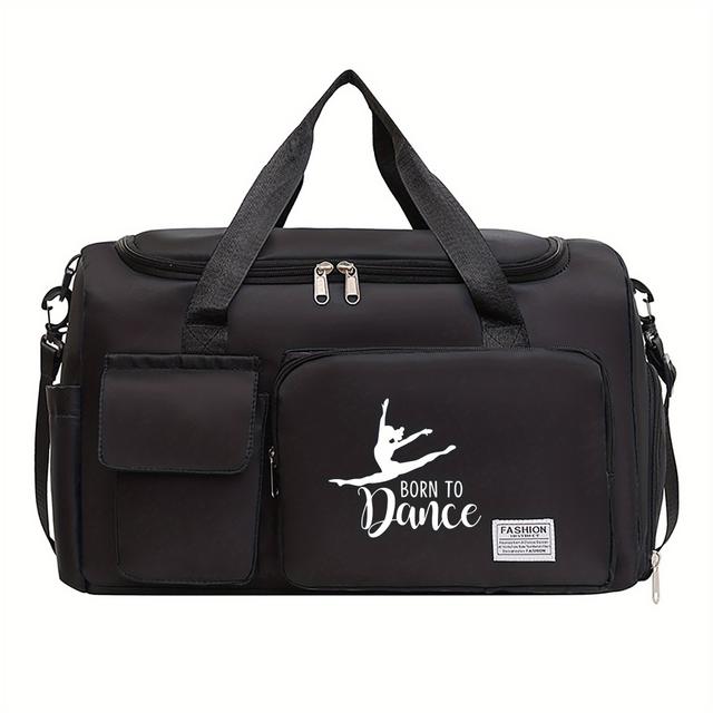 TEMU Дорожня сумка з принтом балерини, багатофункціональна спортивна сумка та рюкзак, велика місткість, легка нейлонова дорожня сумка, для спортзалу, спорту та нічлігу