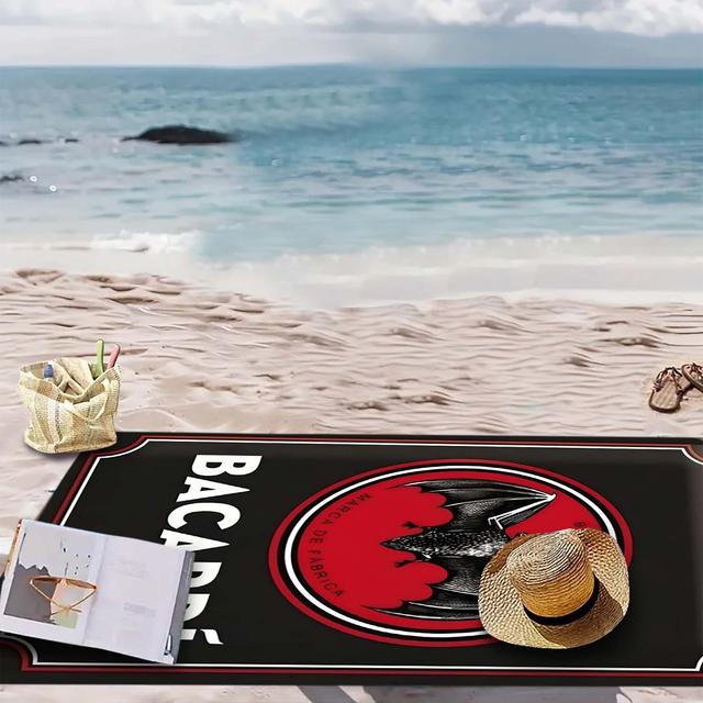 TEMU 1pc Bacardi Microfiber Beach Towel - Soft, Absorbent, Quick-dry - 250gsm, Ideal For Swimming, Camping, Bathing, Vacation, Travel - , Rectangular Shape, Beach