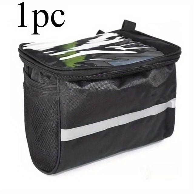 TEMU 1pc Bicycle Front Handlebar Bag Outdoor Cycling Bike Phone Mount Bags Bike Mtb With Reflective Strip Front Bag Handlebar Bag
