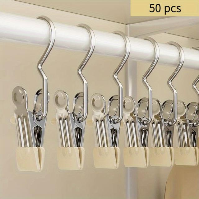 TEMU 20/50pcs-home Use Traceless Clothes Hanger Pants Multifunctional With Hooks Skirt And Pants Storage Pants Clip