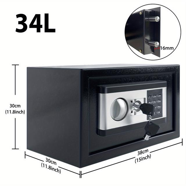 TEMU Acéloszlopos széf bútorokhoz - Falra szerelhető biztonsági széf, zár és kulcsokkal, akasztható acélajtóval