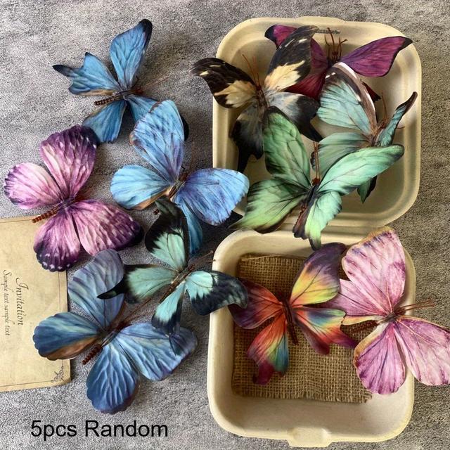 TEMU Juego de 5 Mariposas 3D Coloridas, Decoración para Bodas y Fiestas, Adornos para el Hogar, Decoración de Mariposas - de Pared para Jardín, Patio, Sala, Dormitorio, , Valla de Hierro