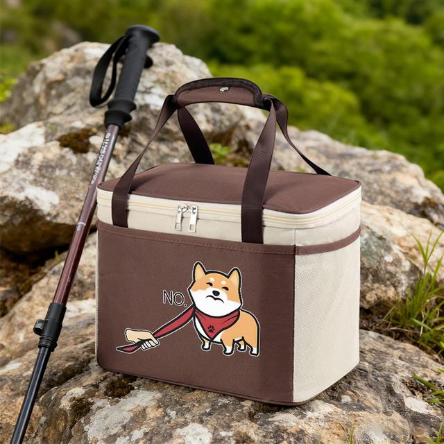 TEMU 【シバイン犬デザイン】折りたたみクーラーバッグ - 広々としたランチ収納ソリューション、学校のランチ、、ビーチでの外出に最適 - 多用途なキャンプランチバッグ、ポータブルで様々な用途に適しており、食品以外のアイテムに安全です。（非食品接触）