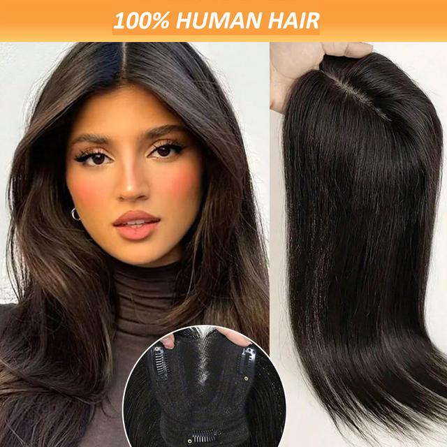 TEMU Hair Toppers Designed For Women, Featuring Real Human Hair, Large Base Options, And Ideal For Experiencing Hair Loss Or Thinning, Hair Toppers For Women With Hair Loss