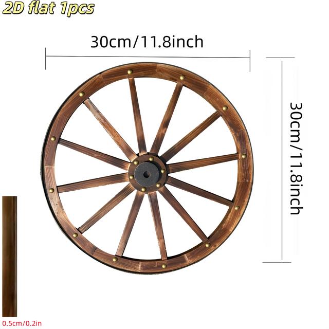 TEMU 2D plochý - 【2D plochý】 2D plochý - [2D plochý] Dřevěná, 2D venkovní dekorativní malá kolečková nástěnná ozdoba, vhodná pro zahradní dekoraci