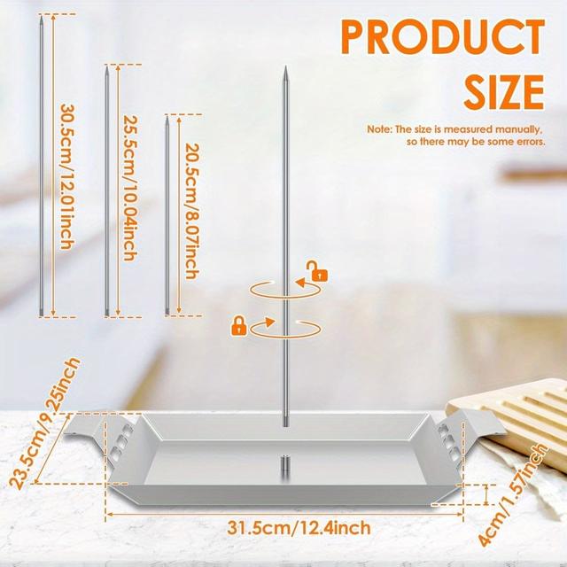 TEMU Stainless Steel Vertical Skewers With 3 Removable Spikes, Suitable For Tacos, Shawarma, And Grilled Skewers